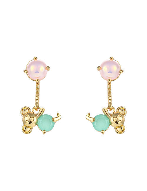 Fashion Zircon Flower Stud Earrings Copper Diamond Flower Stud Earrings