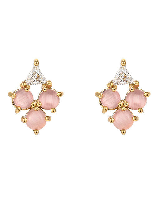 Fashion Zircon Flower Stud Earrings Copper Diamond Flower Stud Earrings