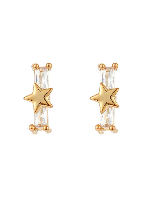 Fashion Zircon Flower Stud Earrings Copper Diamond Flower Stud Earrings