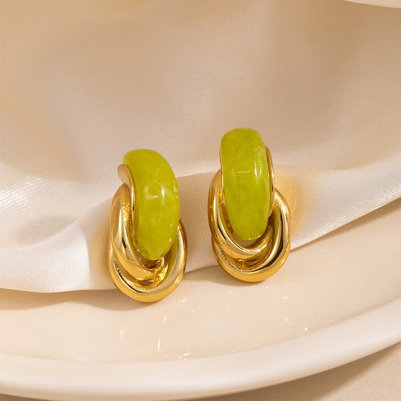 Geometric Curved Earrings - Pink Titanium Steel Irregular Earrings