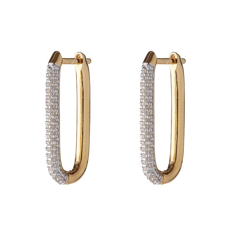 Gg Gold Copper Diamond Oval Earrings