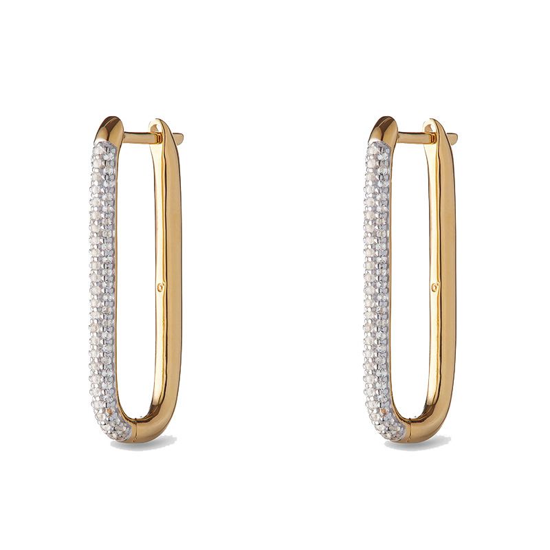 Gg Gold Copper Diamond Oval Earrings