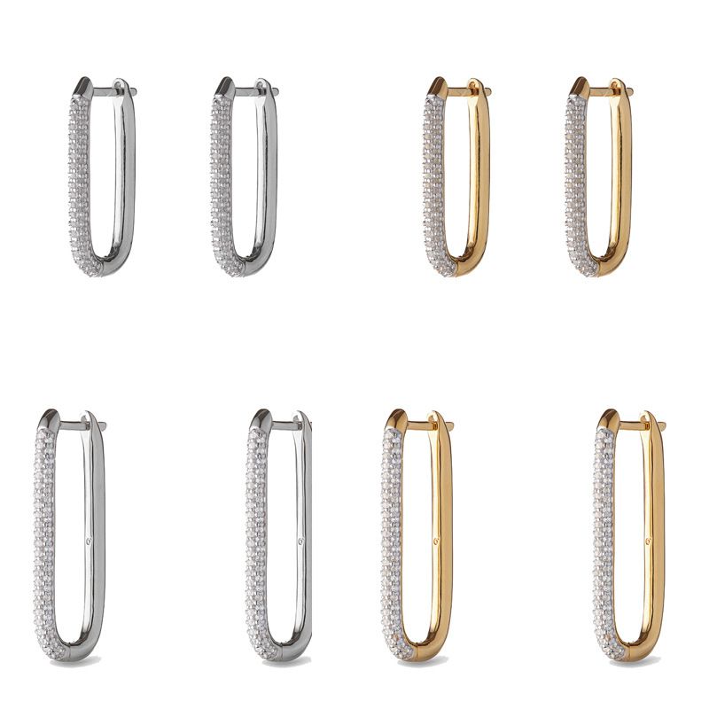 Gg Gold Copper Diamond Oval Earrings