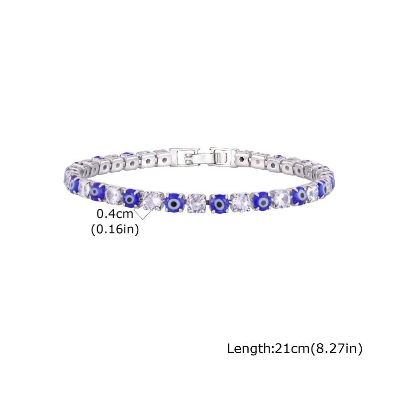 Gold / Bracelet Total Length 17cm Copper Diamond-encrusted Eye Bracelet