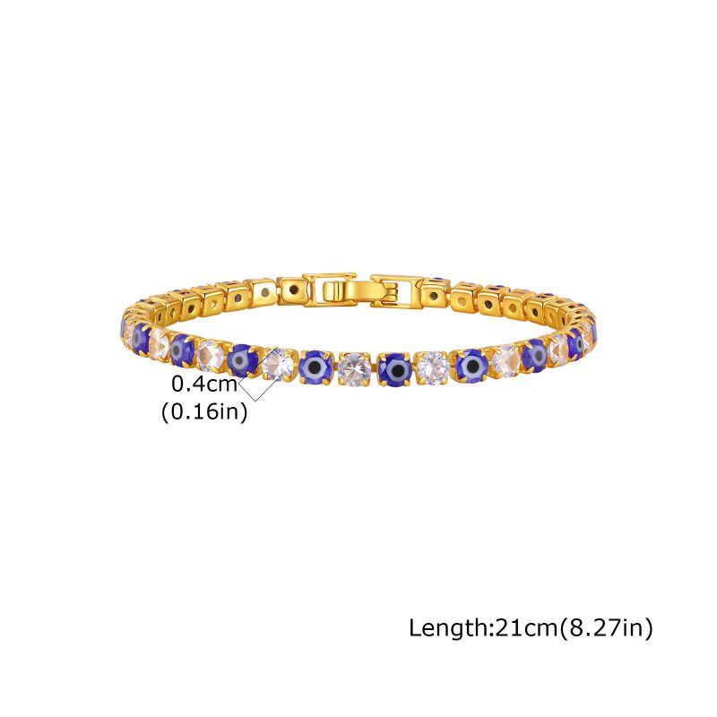 Gold / Bracelet Total Length 17cm Copper Diamond-encrusted Eye Bracelet