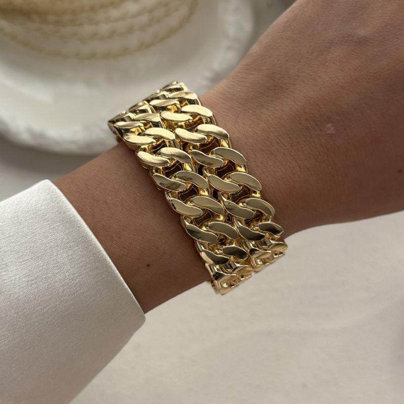 Gold 1 Alloy Smooth Wide Bracelet