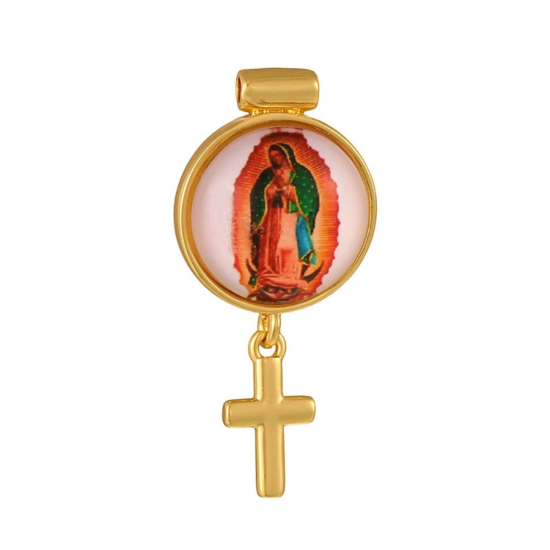 Gold 1 Circular Religious Pattern Cross Accessories