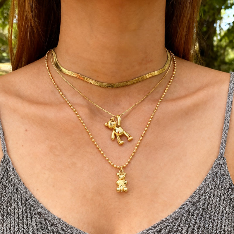 Gold 1 Copper Bear Necklace