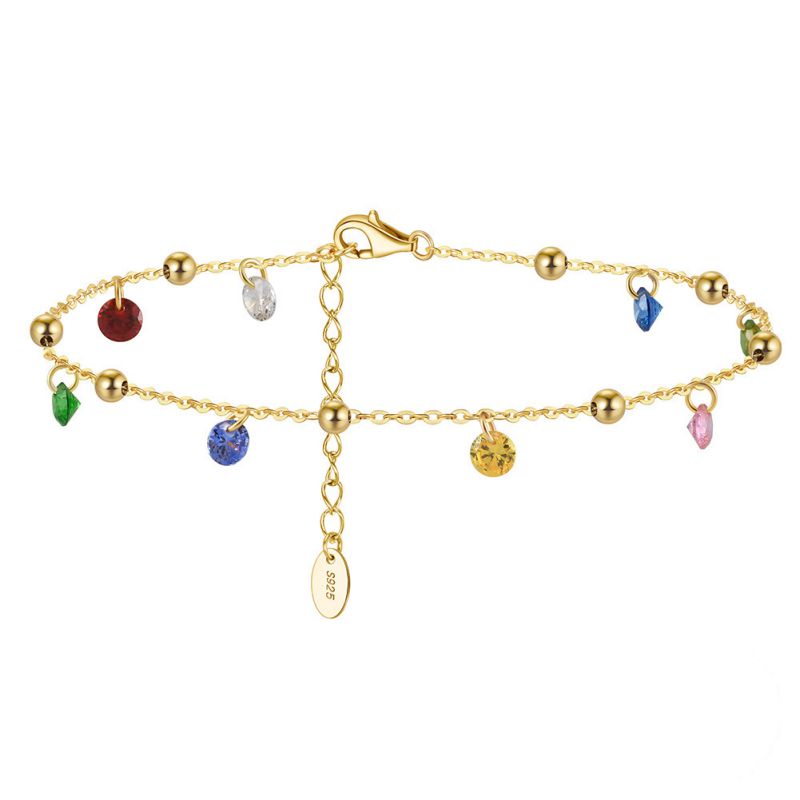 Gold 1 Copper Inlaid Zircon Oil Dripping Religious Beaded Pearl Bracelet
