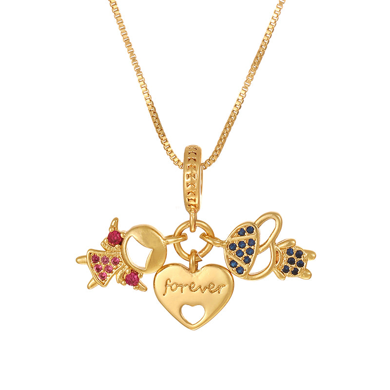 Gold 1 Copper Inlaid Zircon Oil Drop Religious Necklace (with Needle)