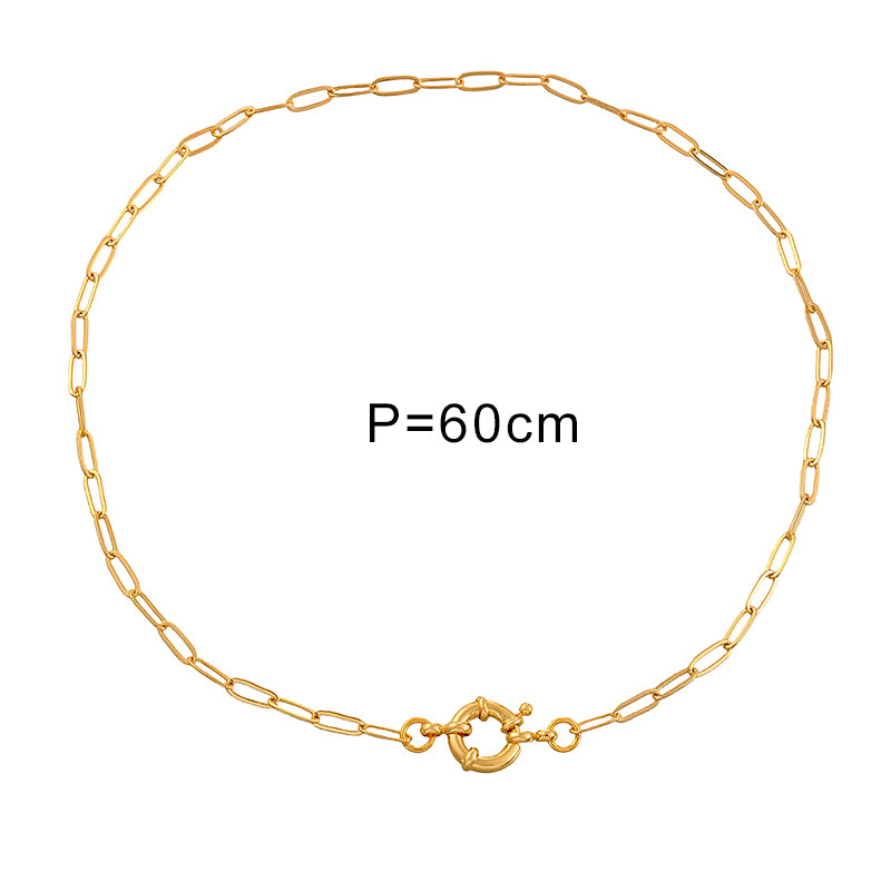Gold 1 Copper Ring Buckle Plain Necklace