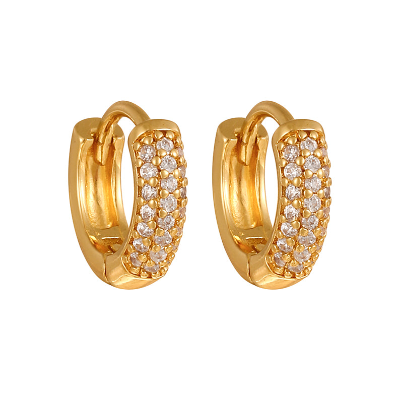 Gold 1 Copper Round Earrings With Zircon