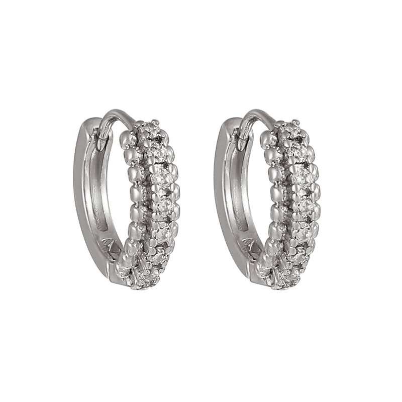 Gold 1 Copper Round Earrings With Zircon