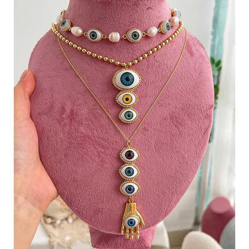 Gold 1 Freshwater Pearl Eye Necklace