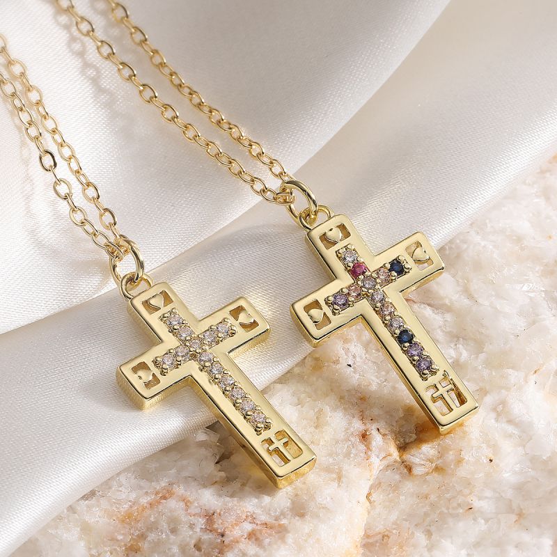 Gold 1 Gold-plated Copper Cross Necklace