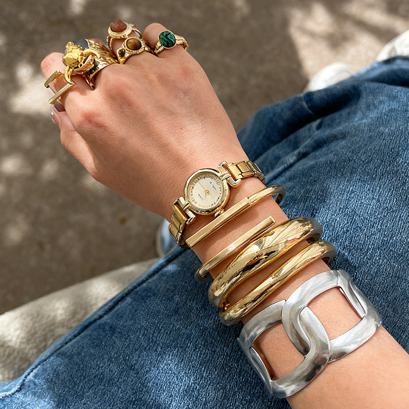 Gold 1 Irregularly Opened Copper Bangle