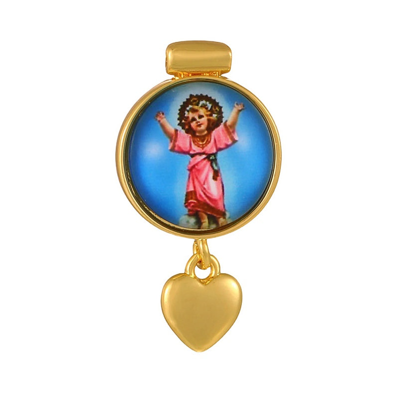 Gold 1 Round Religious Pattern Heart Accessories