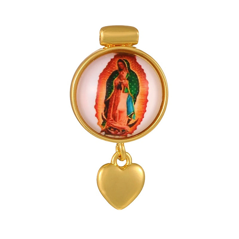 Gold 1 Round Religious Pattern Heart Accessories