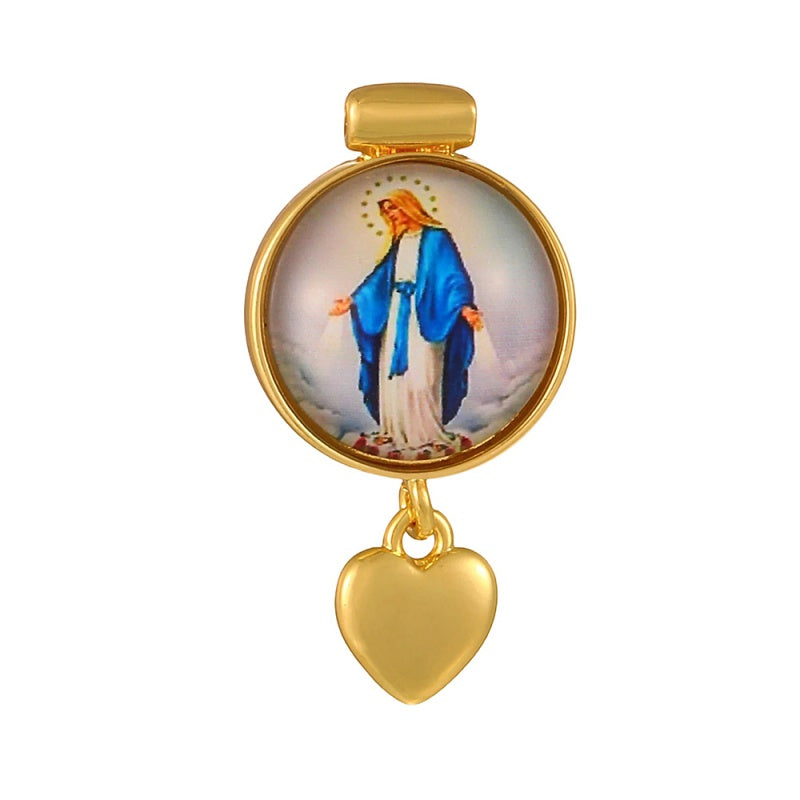 Gold 1 Round Religious Pattern Heart Accessories