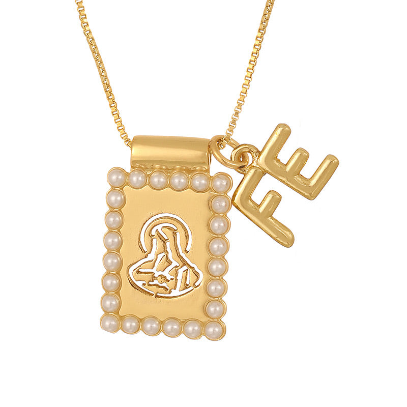 Gold 1 Square Hollow Pattern Oil-dripping Cherry Necklace (with Needle)