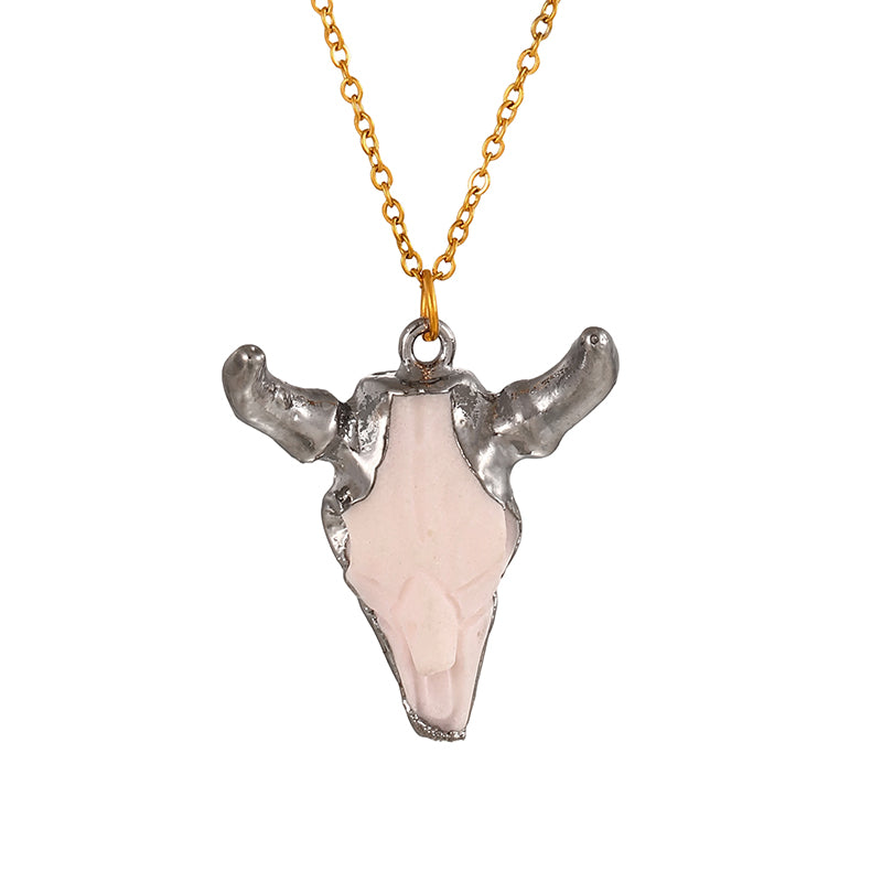 Gold 1 Titanium Steel Alloy Bull Head Necklace