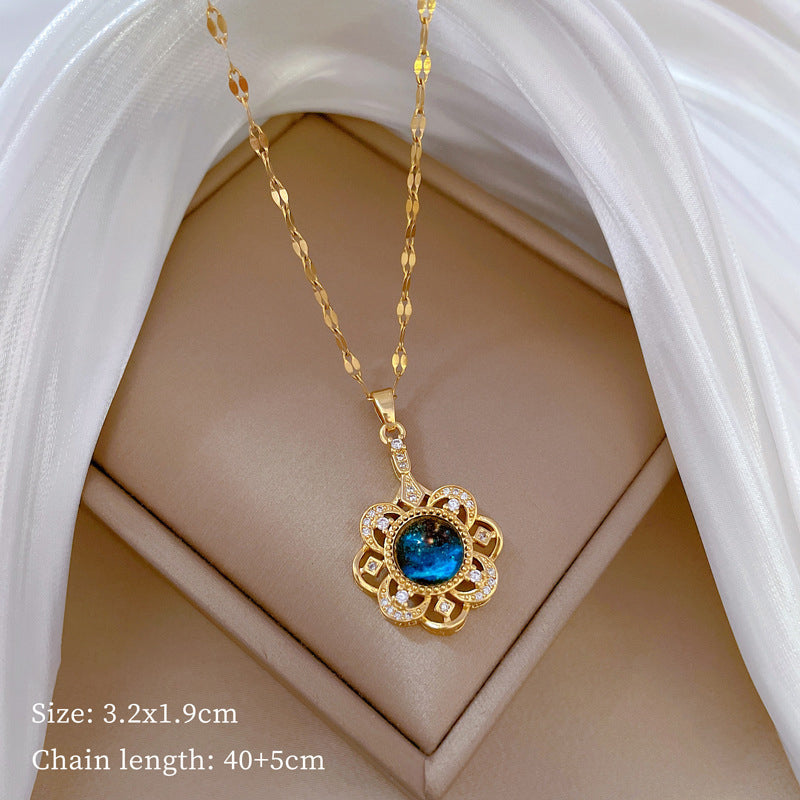 Gold 1 Titanium Steel And Diamond Dolphin Necklace