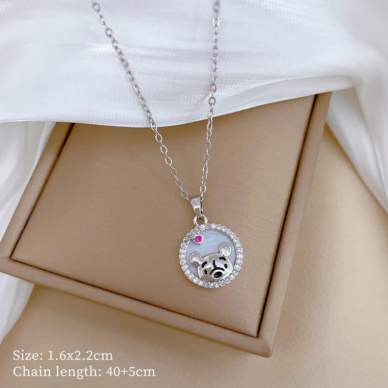 Gold 1 Titanium Steel And Diamond Dolphin Necklace