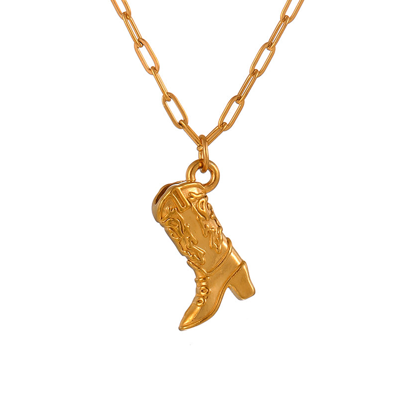 Gold 1 Titanium Steel Bull Head Necklace