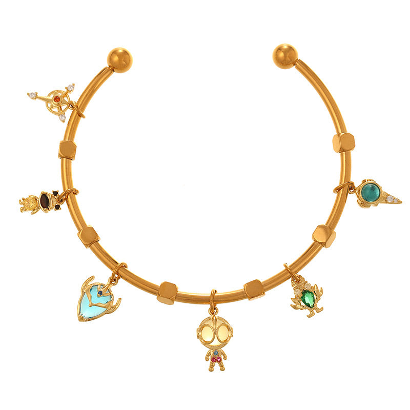 Gold 2 Copper Diamond Mickey Mouse Five-pointed Star Bracelet