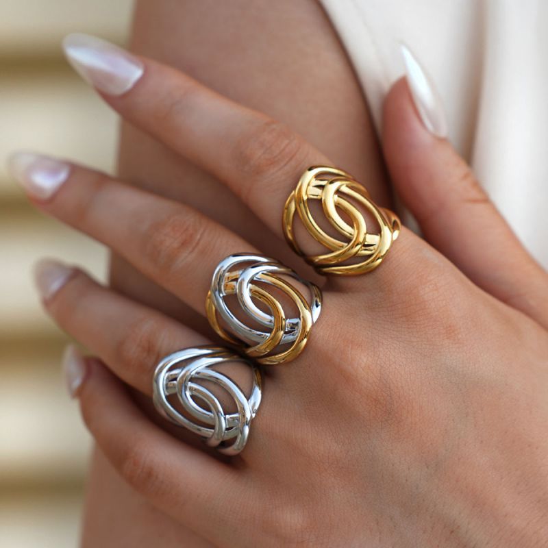 Gold 304 Stainless Steel Irregular Ring