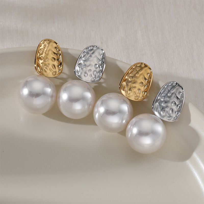 Gold 316 Stainless Steel Pearl Earrings