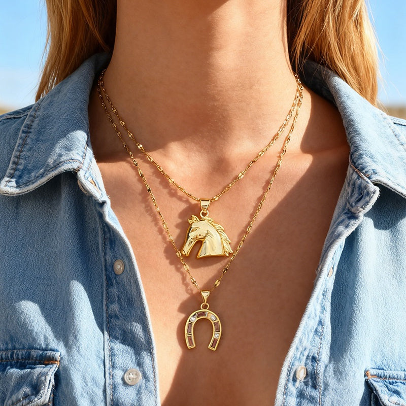 Gold 4 Hat Titanium Steel Necklace