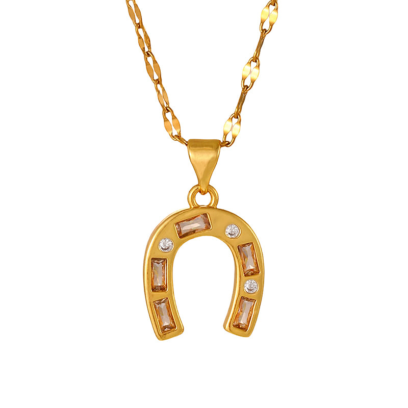 Gold 4 Hat Titanium Steel Necklace