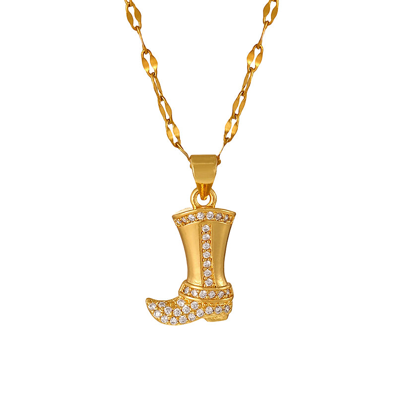 Gold 4 Hat Titanium Steel Necklace