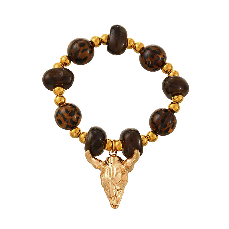 Gold 4 Titanium Steel Beaded Bracelet