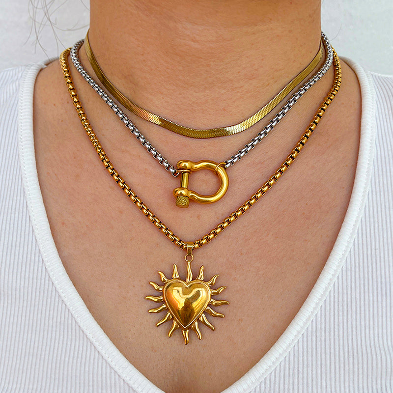 Gold 4 Titanium Steel Snake Bone Chain Necklace