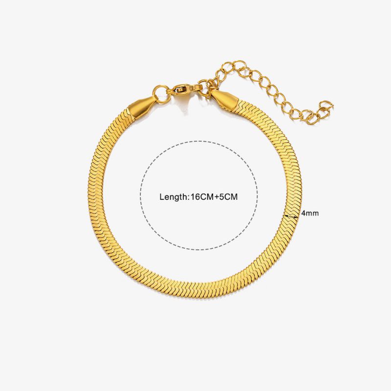 Gold 40+5cm-3mm Stainless Steel Snake Bone Chain Necklace