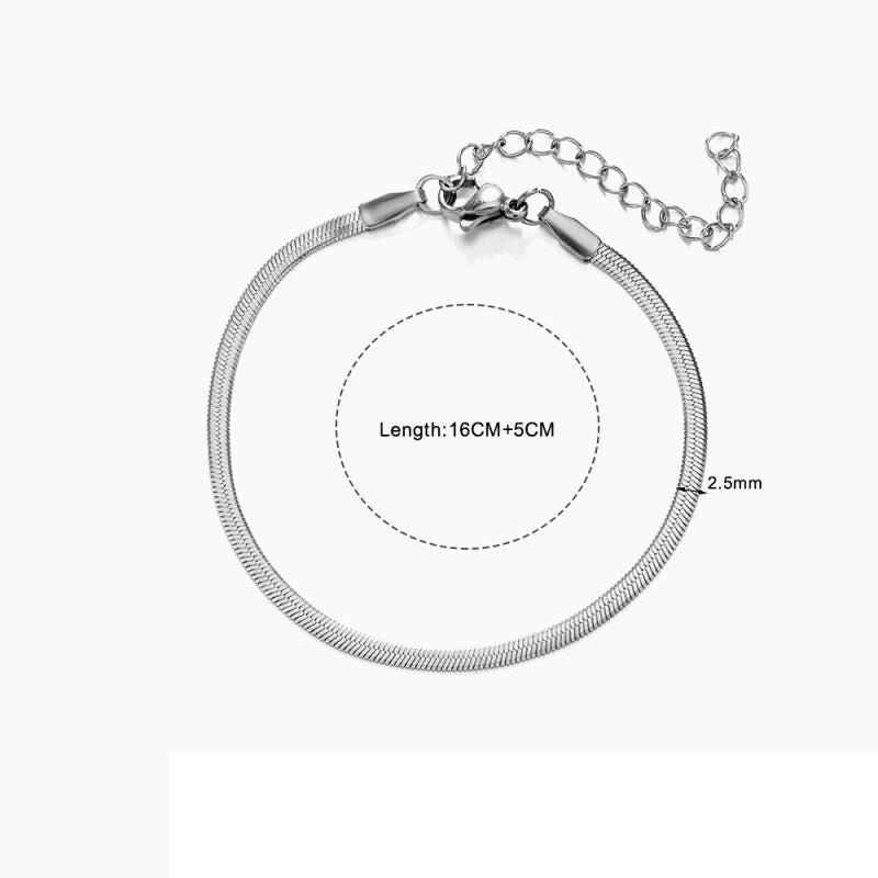 Gold 40+5cm-3mm Stainless Steel Snake Bone Chain Necklace