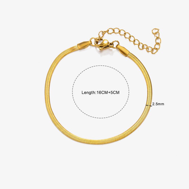 Gold 40+5cm-3mm Stainless Steel Snake Bone Chain Necklace