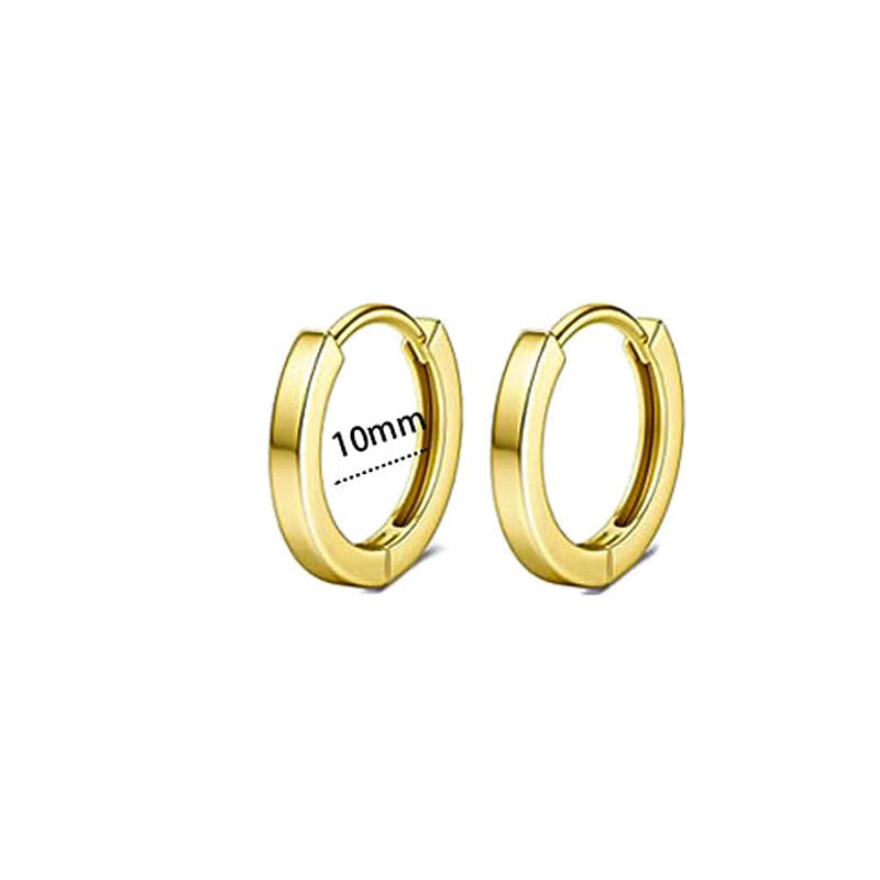 Gold 8-piece Set Bronze-plated Diamond-encrusted Round Earring Set