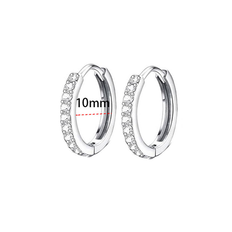 Gold 8-piece Set Bronze-plated Diamond-encrusted Round Earring Set