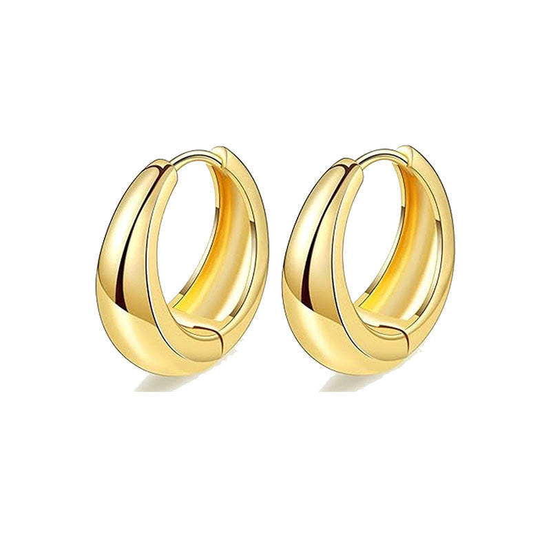 Gold 8-piece Set Bronze-plated Diamond-encrusted Round Earring Set