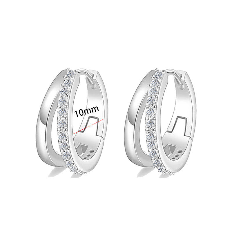 Gold 8-piece Set Bronze-plated Diamond-encrusted Round Earring Set