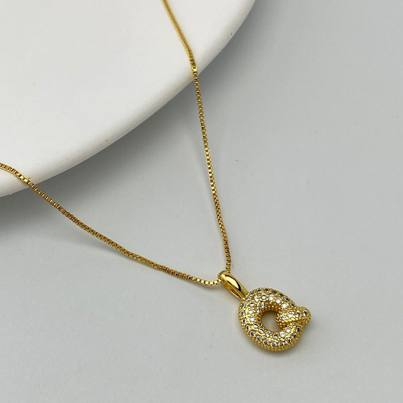 Gold A Copper Diamond 26 Letter Necklace