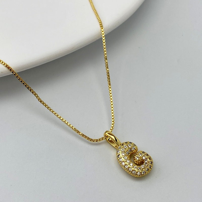 Gold A Copper Diamond 26 Letter Necklace