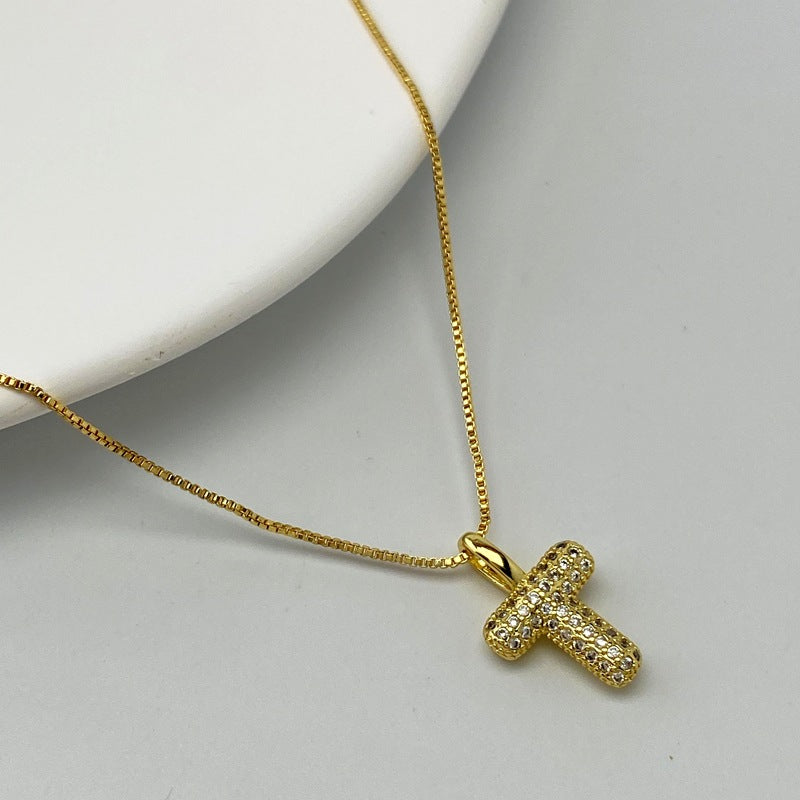 Gold A Copper Diamond 26 Letter Necklace