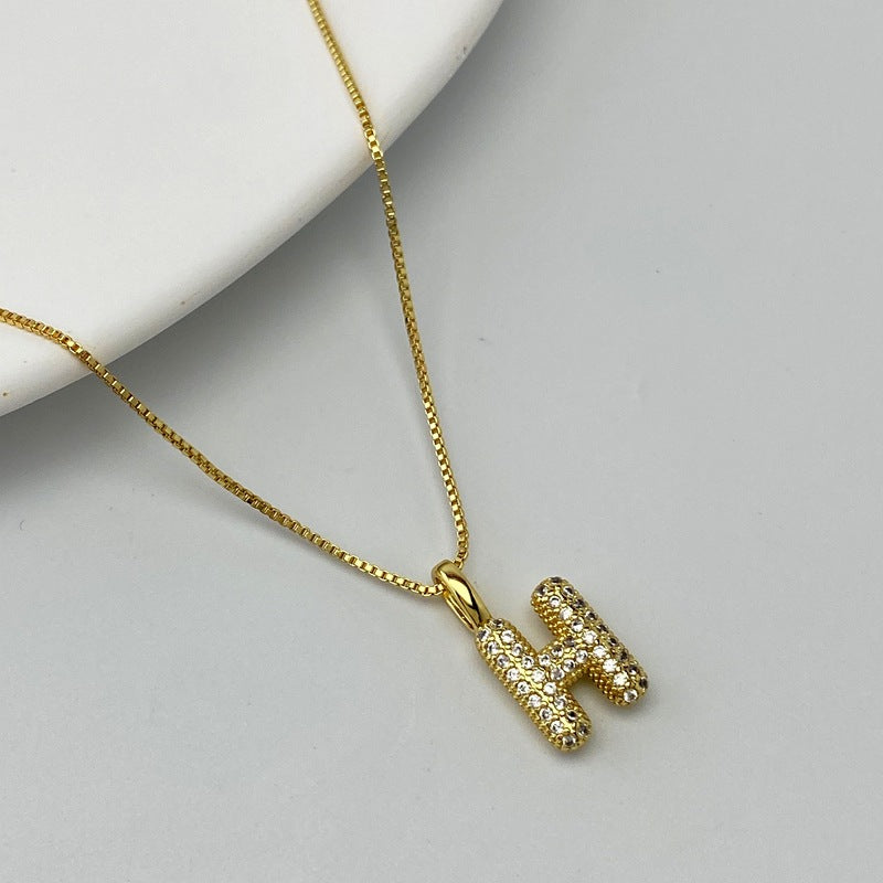 Gold A Copper Diamond 26 Letter Necklace