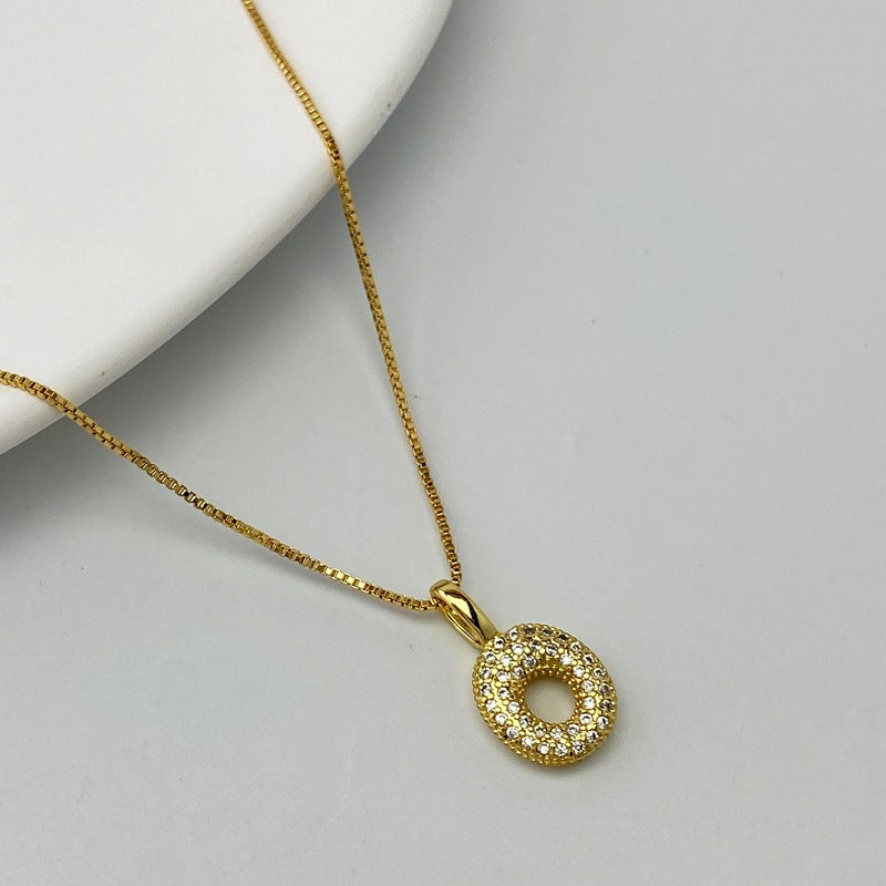 Gold A Copper Diamond 26 Letter Necklace