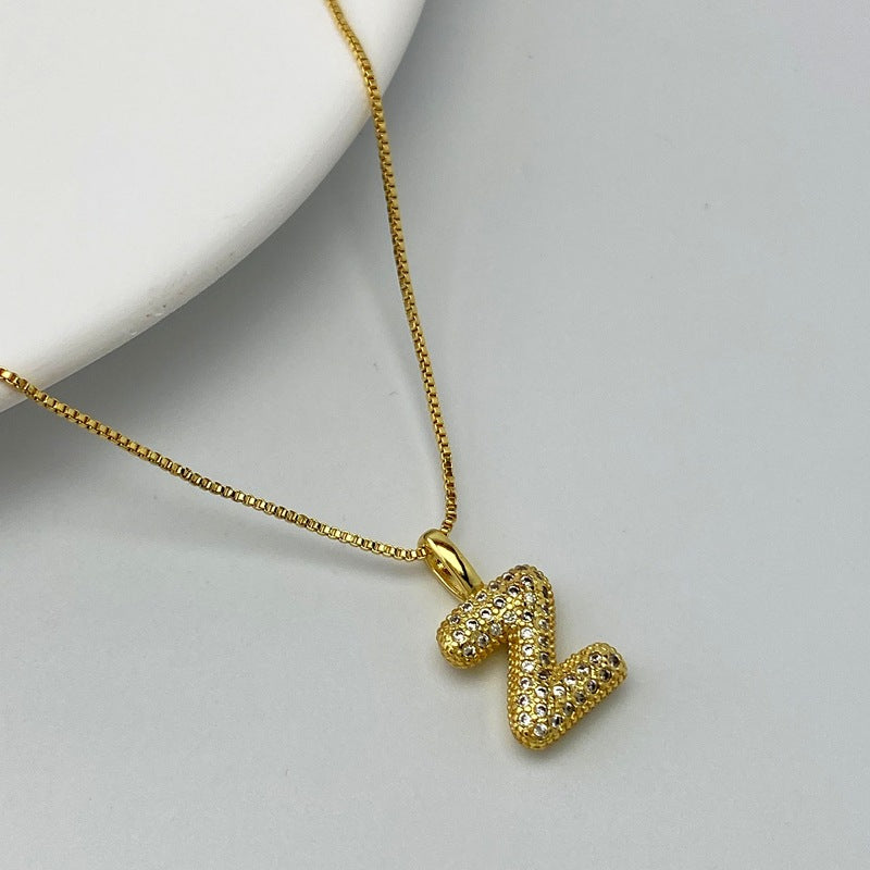 Gold A Copper Diamond 26 Letter Necklace