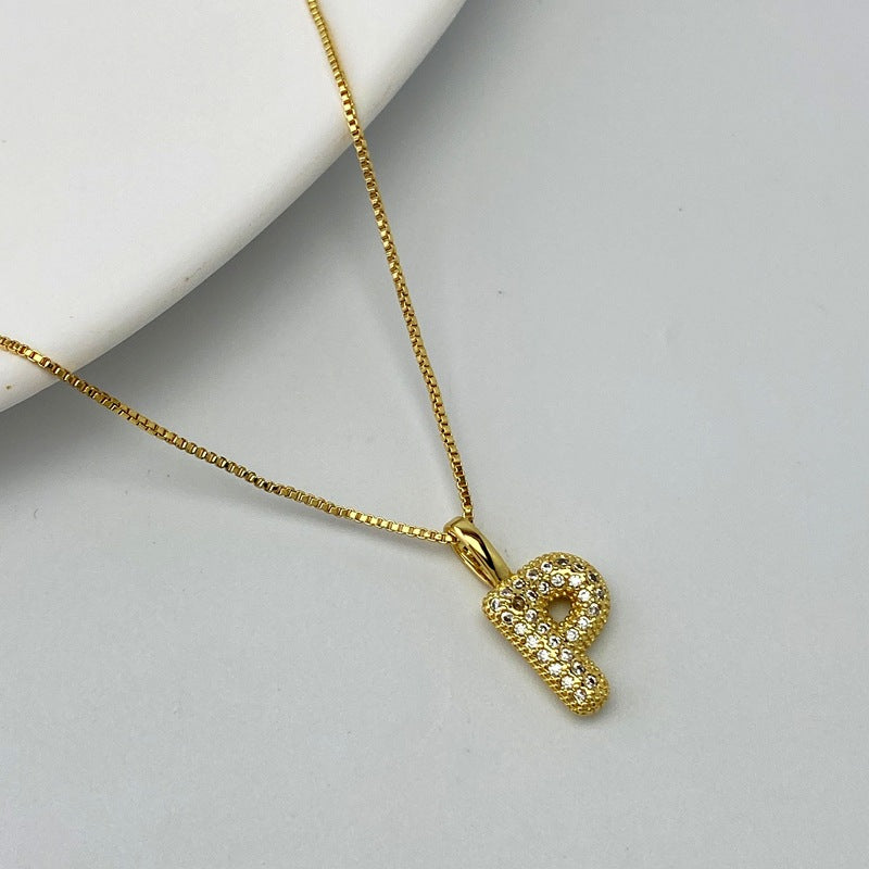 Gold A Copper Diamond 26 Letter Necklace